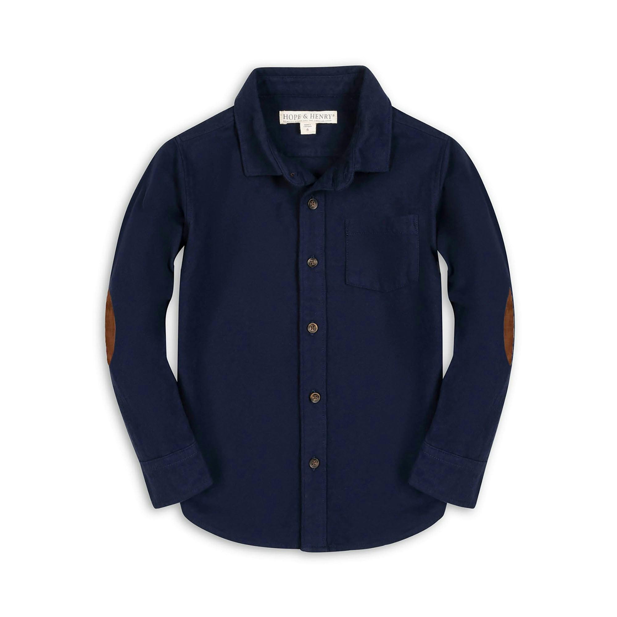 Organic Flannel Shirt with Elbow Patches