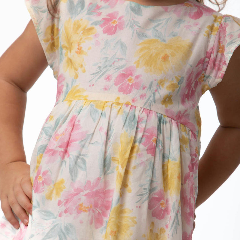 Eugenie Baby Dress Sleeveless, Yellow Pink Lagoon