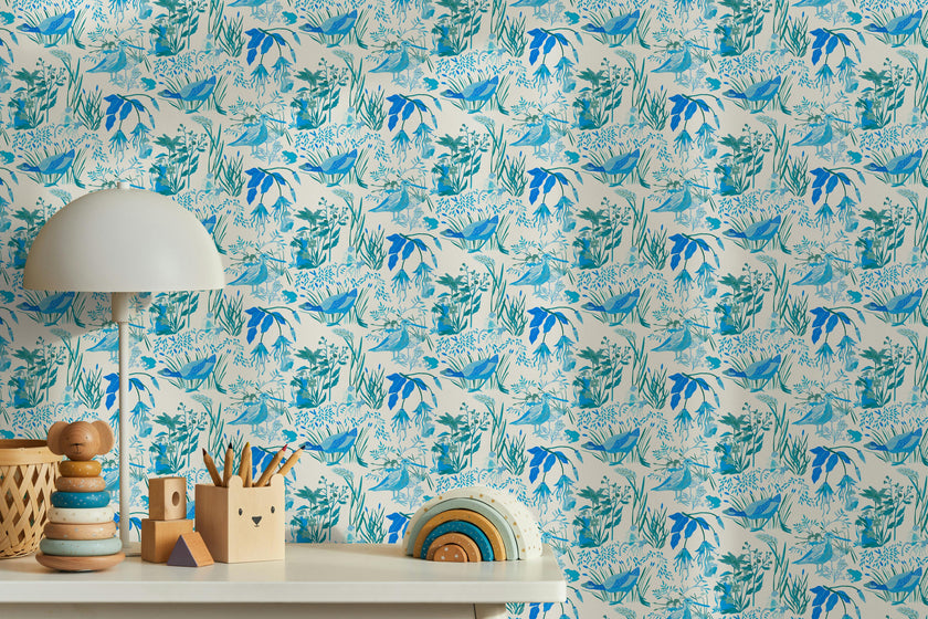 Wallpaper LUCIOLES color Bleu
