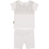 Girls Speckled Smocked Top & Short Set, White
