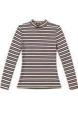 Stripped Micro Mock Neck Tee