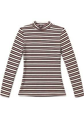 Stripped Micro Mock Neck Tee