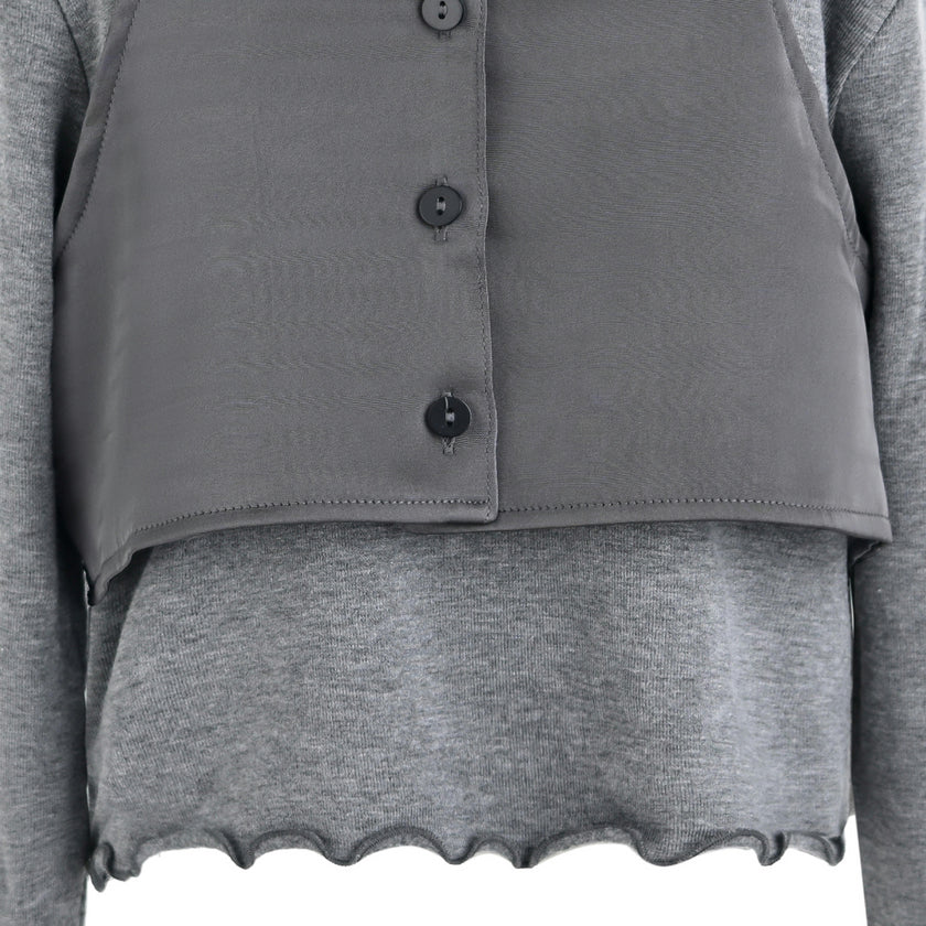 Gray Melina Bow Ruffle Set