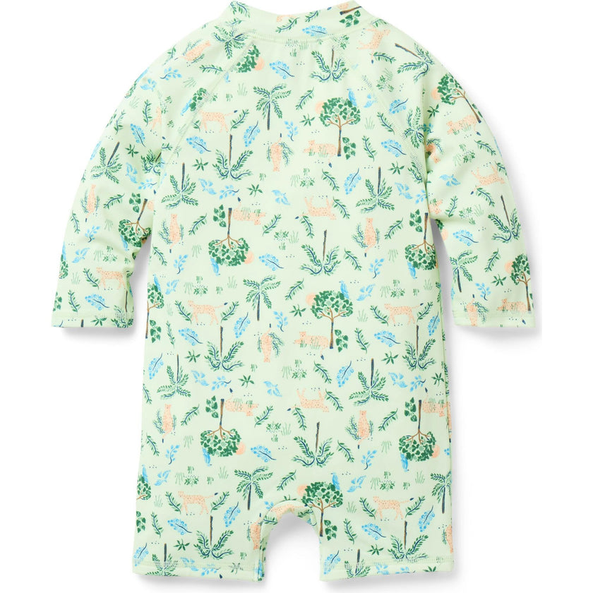 Baby Recycled Cheetah Rash Guard Swimsuit, Green