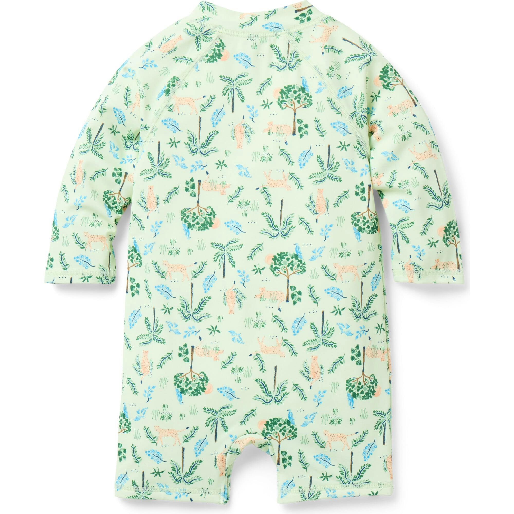 Baby Recycled Cheetah Rash Guard Swimsuit, Green