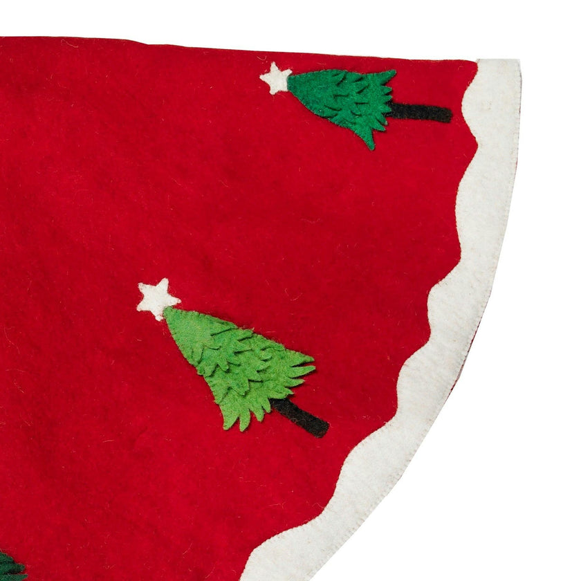 Handmade Christmas Tree Skirt Felt - Trees Red - 60" Arcadia Home