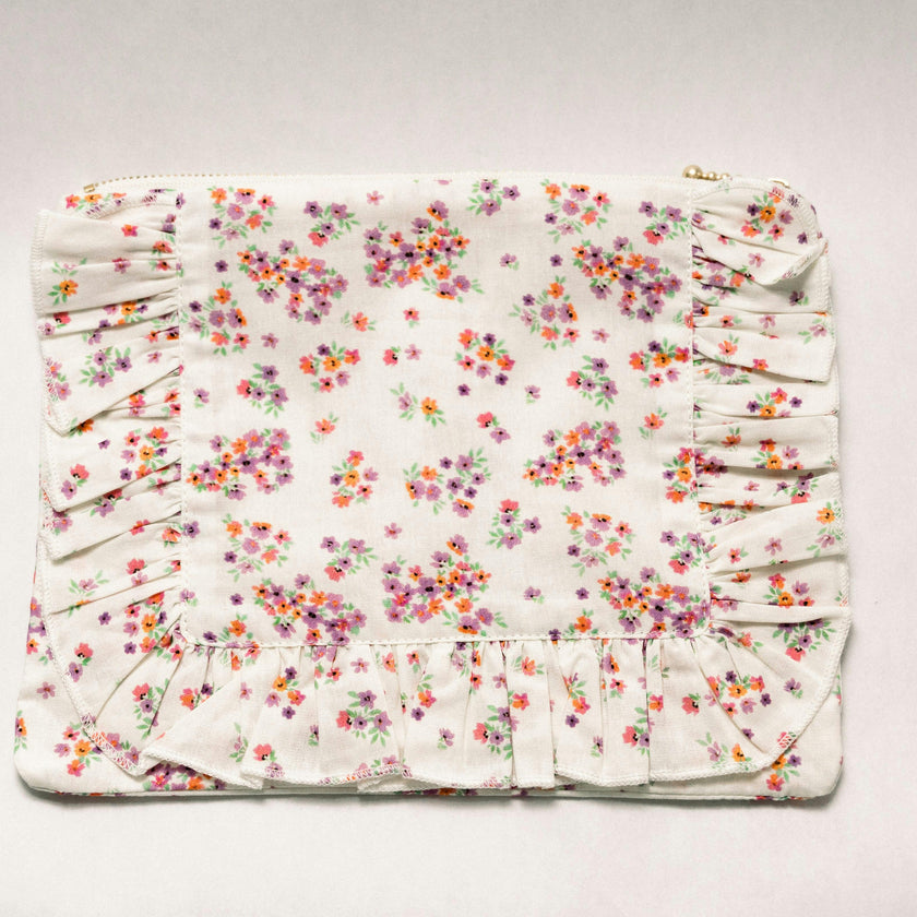 Lavender Marmalade Timeless Floral Ruffle Zipper Pouch