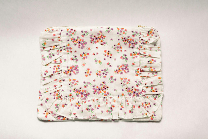 Lavender Marmalade Timeless Floral Ruffle Zipper Pouch