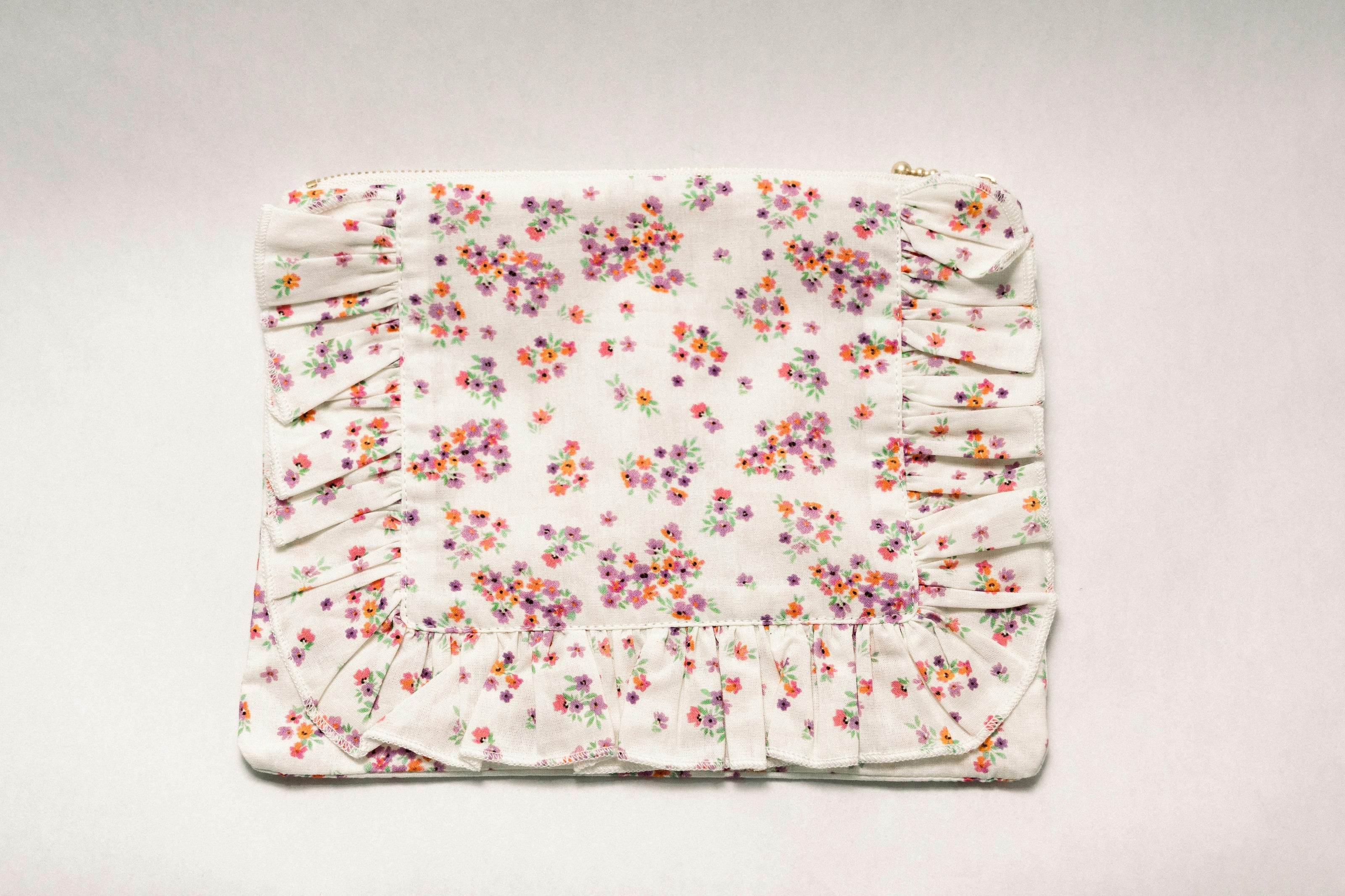 Lavender Marmalade Timeless Floral Ruffle Zipper Pouch