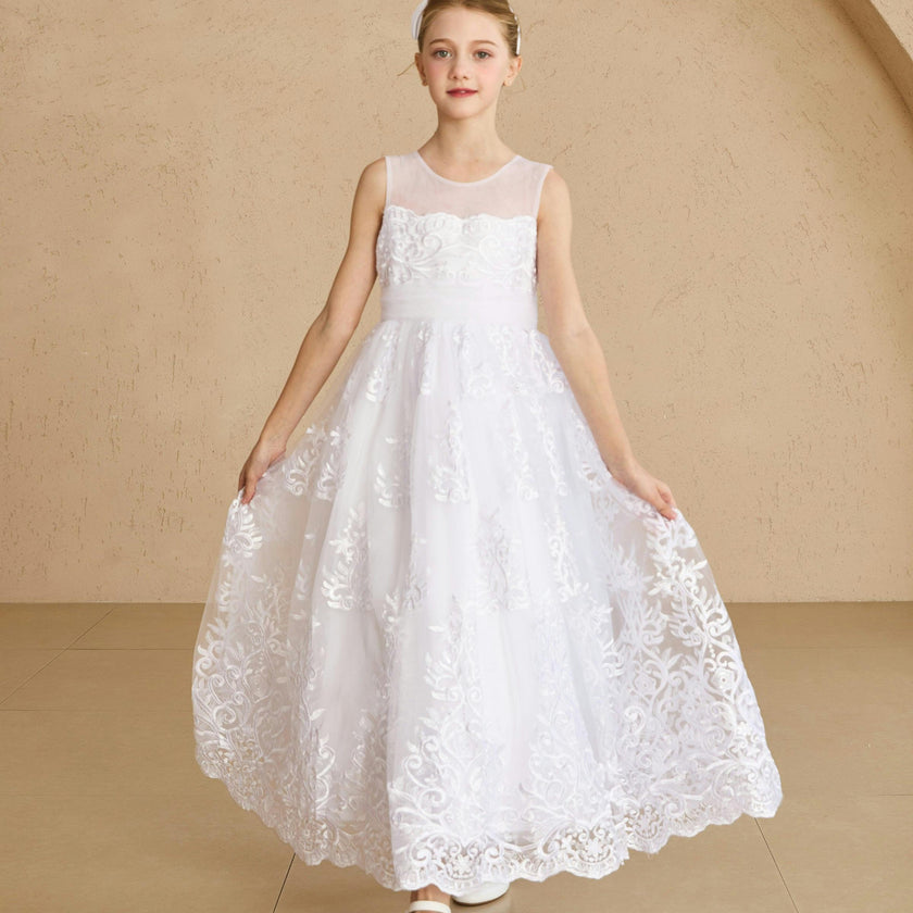 White Auresta Lace Sleeveless Dress