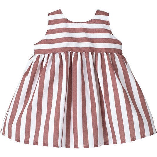 Striped A-Line Terracotta Dress., Stripes