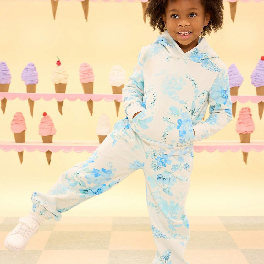 Mini Kian Jogger Sweatpants in Blue Aquarelle Fleur