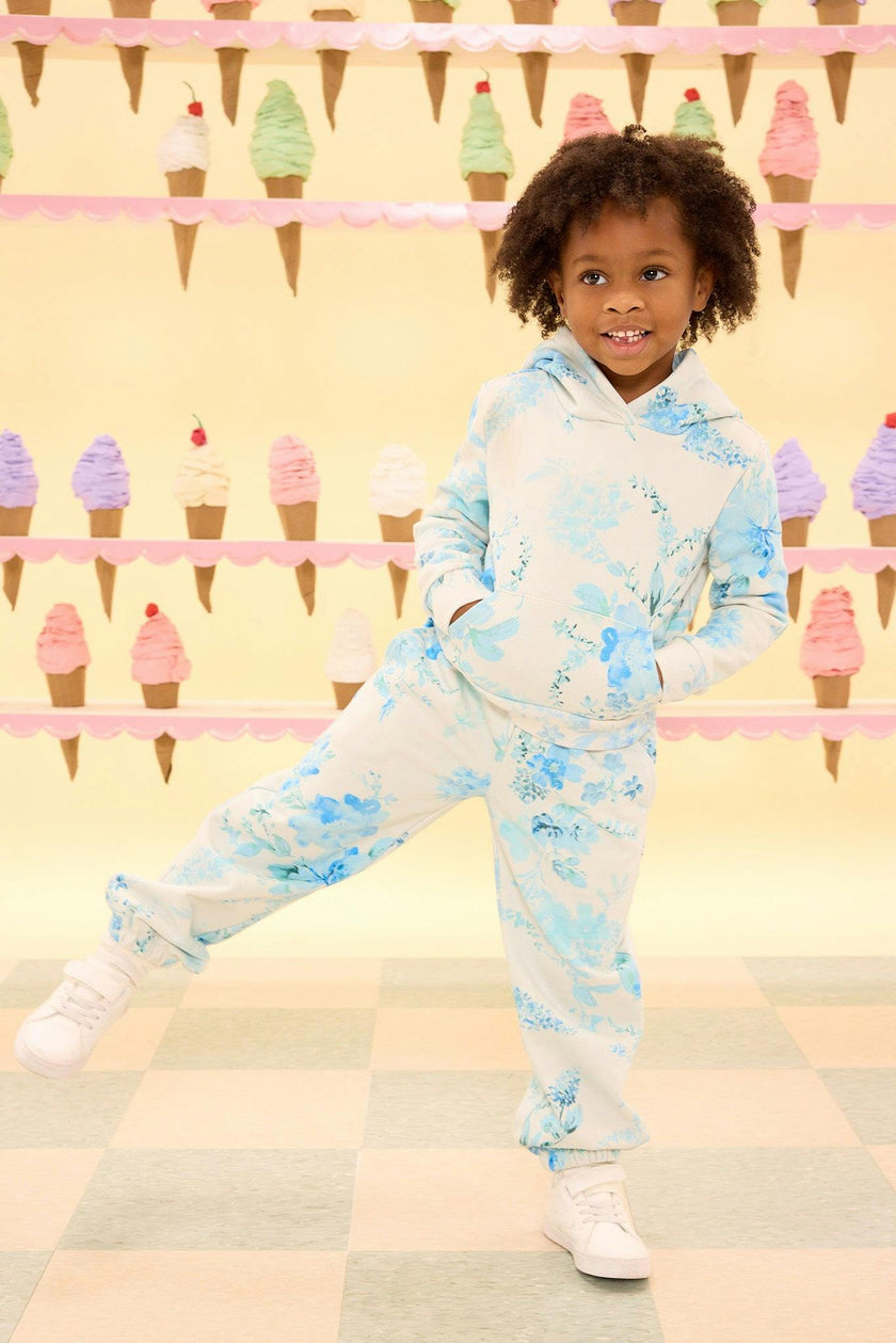 Mini Kian Jogger Sweatpants in Blue Aquarelle Fleur