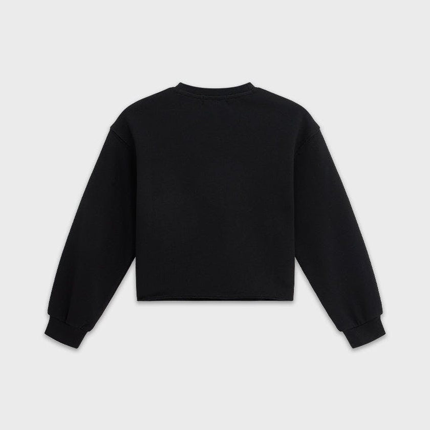 Cotton Mock Neck Cropped Sweatshirt
