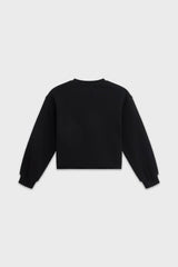 Cotton Mock Neck Cropped Sweatshirt