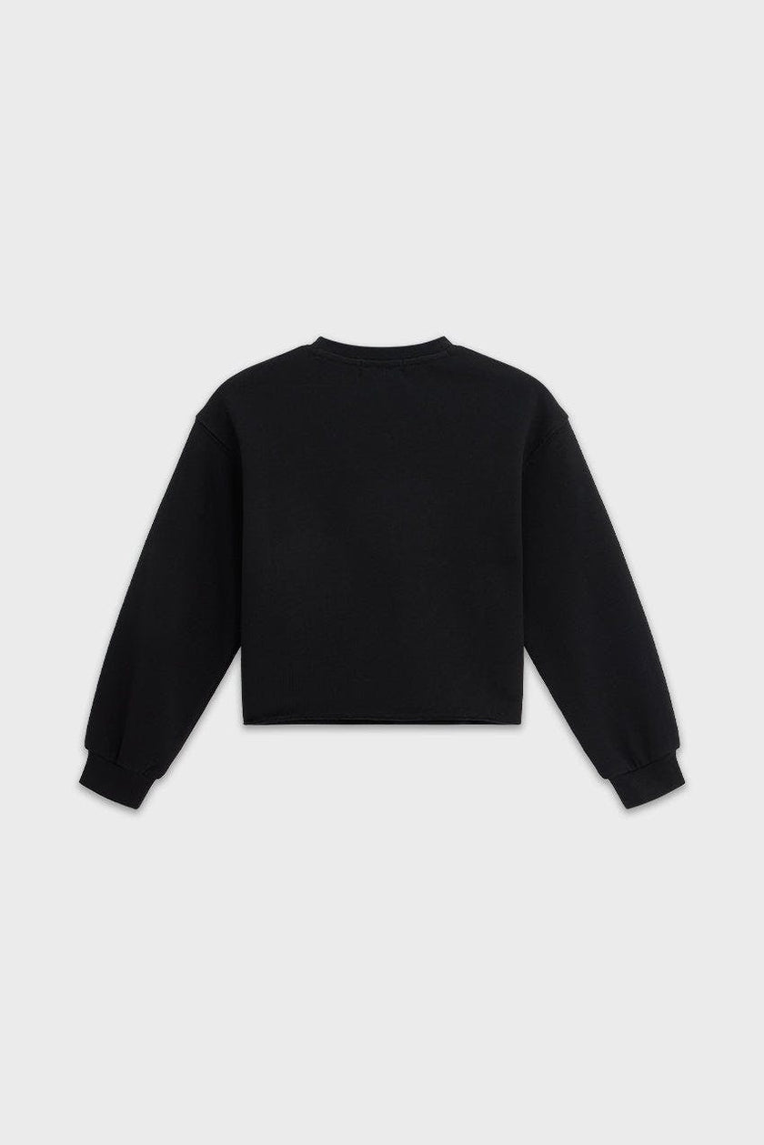 Cotton Mock Neck Cropped Sweatshirt