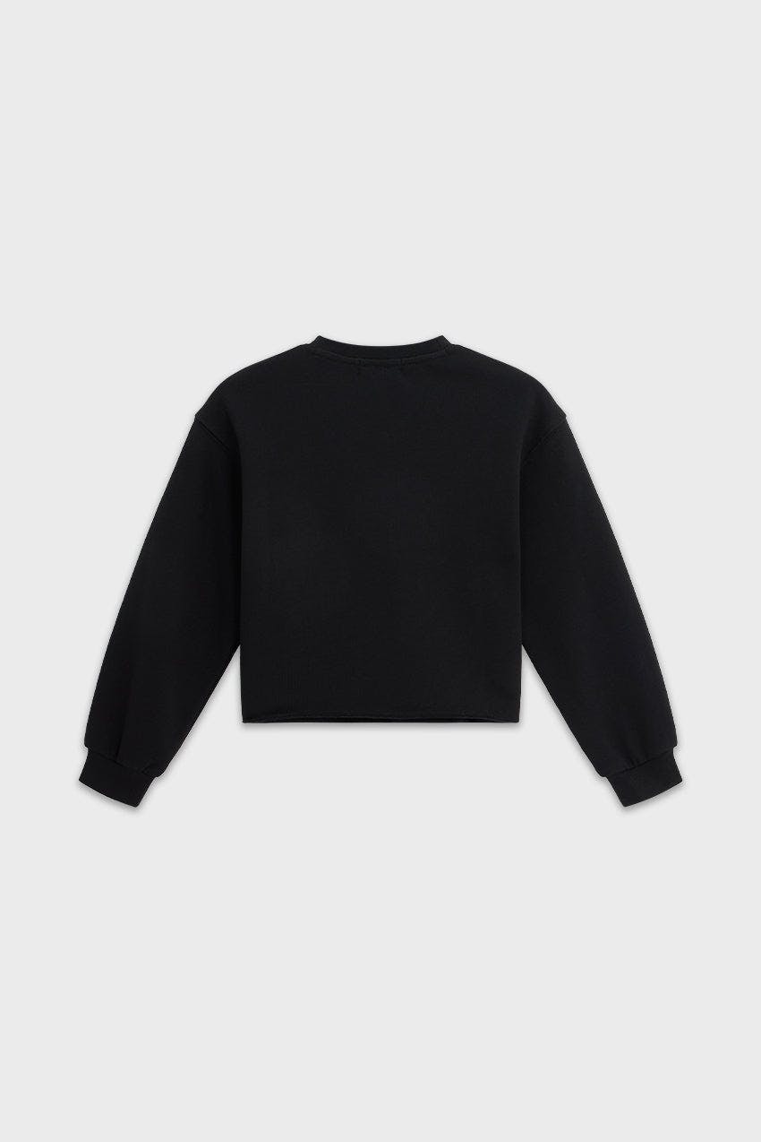 Cotton Mock Neck Cropped Sweatshirt