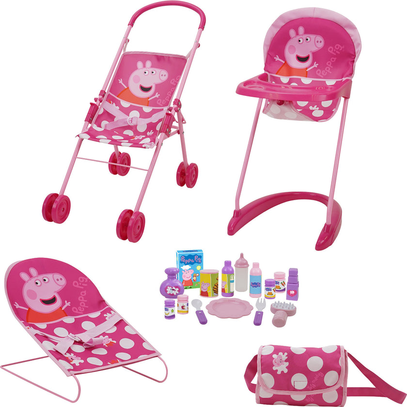 Peppa 19 Piece Doll Sleep N' Play Set - Pink & White Dots