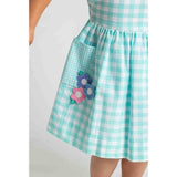 Gingham Linen-Look Dress With Flowers