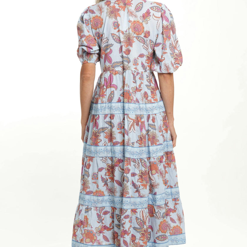 Milena Dress - Blue Botanical