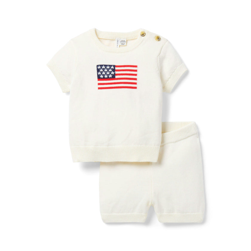 The Flag Matching Baby Set, ivory