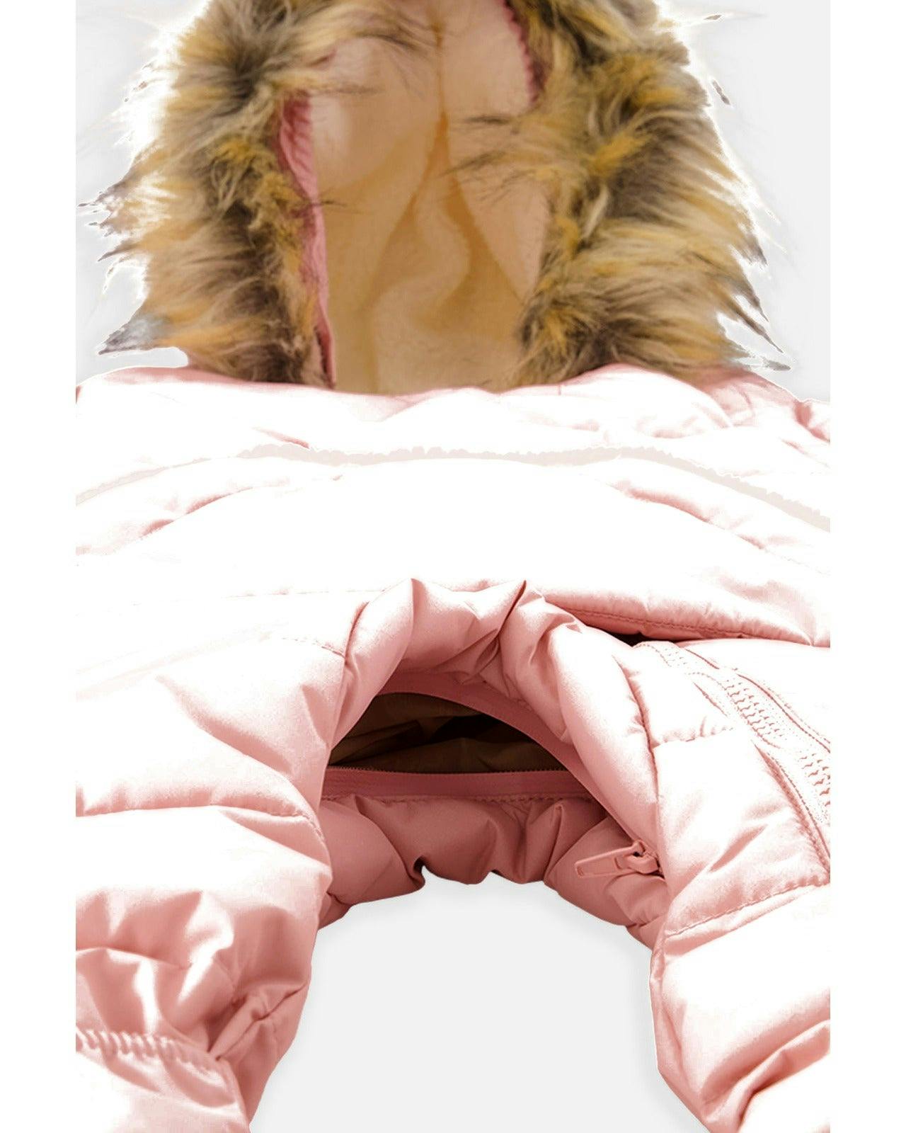 Baby Snug One Piece Snowsuit Adapted For Car Seats Pale Dusty Pink