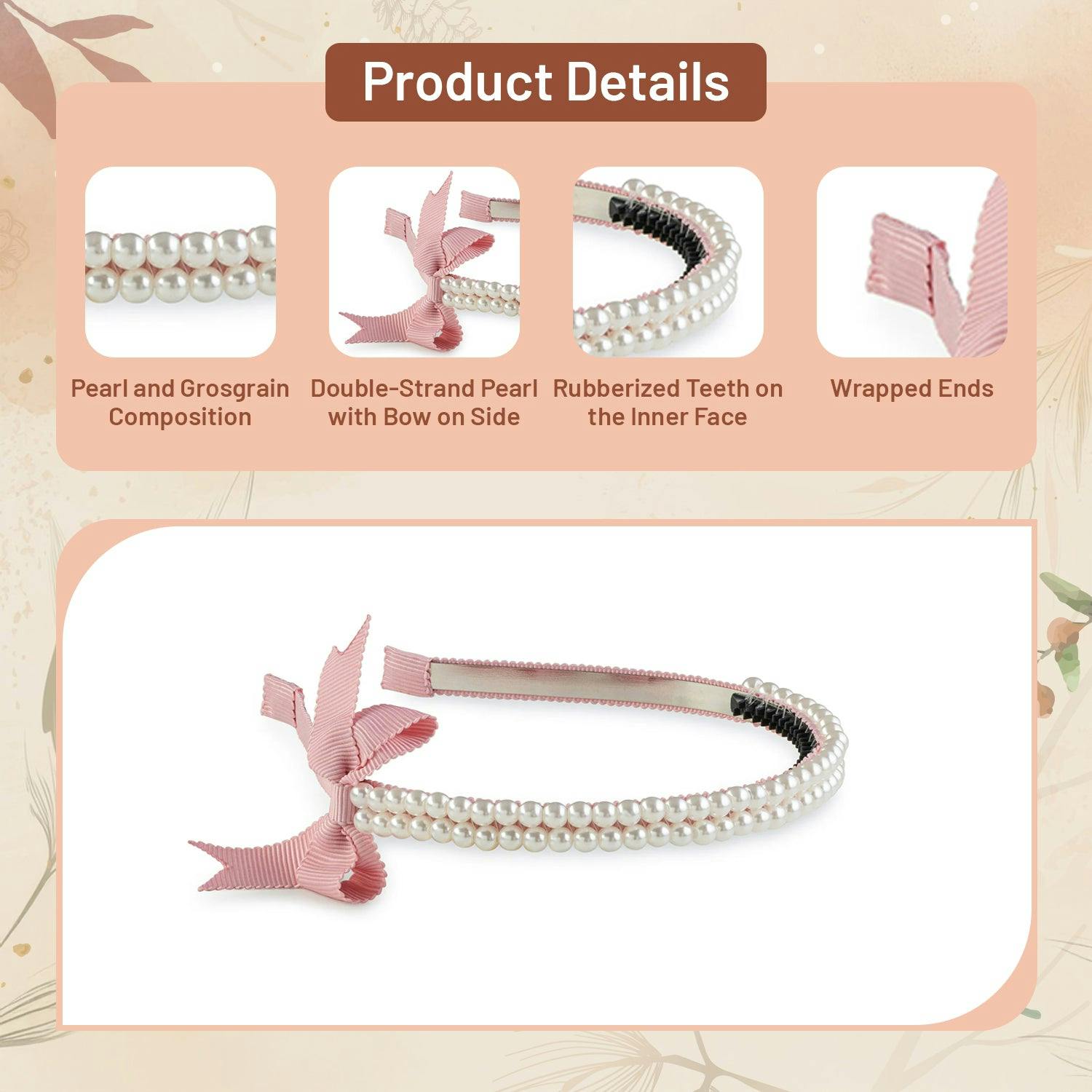 Halo Luxe Molly Double Strand Pearl Grosgrain Bow Headband - Mauve