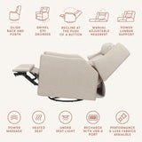 Babyletto Kiwi Deluxe Power Recliner and Swivel Glider with Heat and Massage