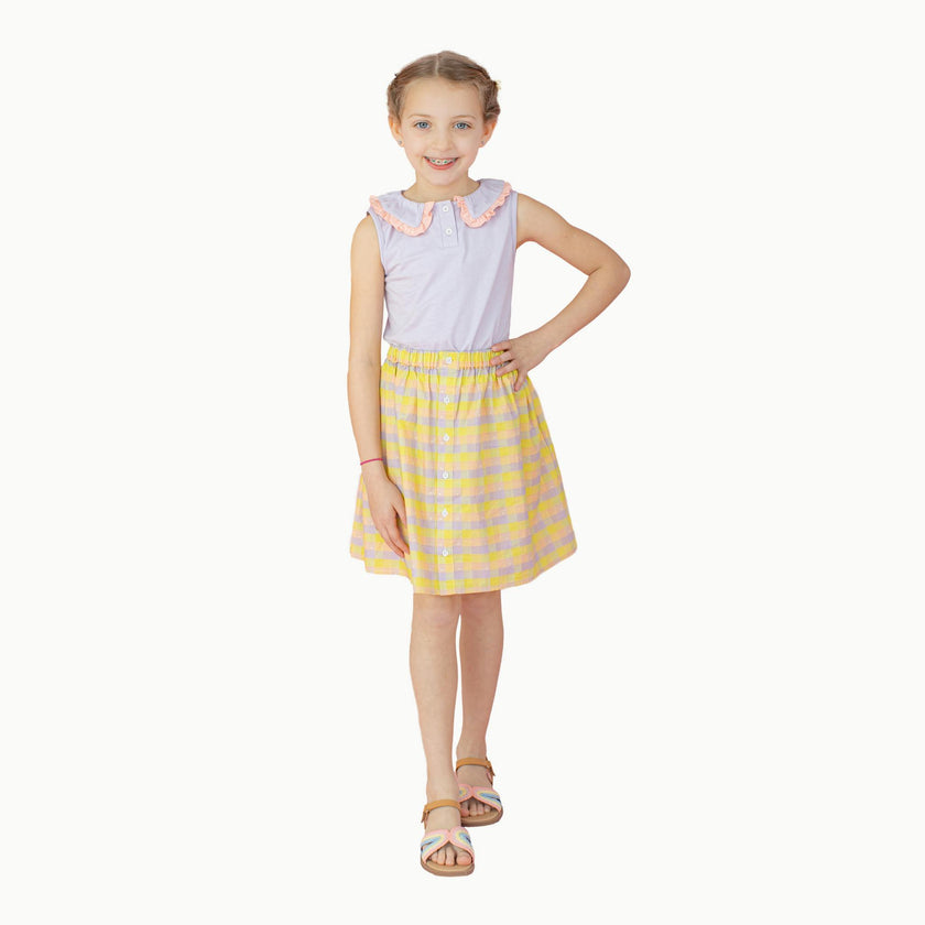 Midi Skirt in Pastel Plaid