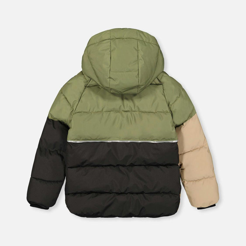 Color-Block Winter Jacket Olive Green