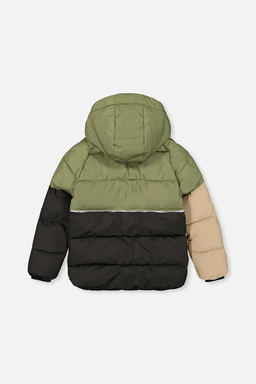 Color-Block Winter Jacket Olive Green