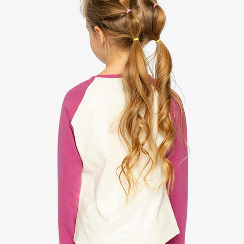 Raglan Organic Cotton T-Shirt Pinkish Violet And White