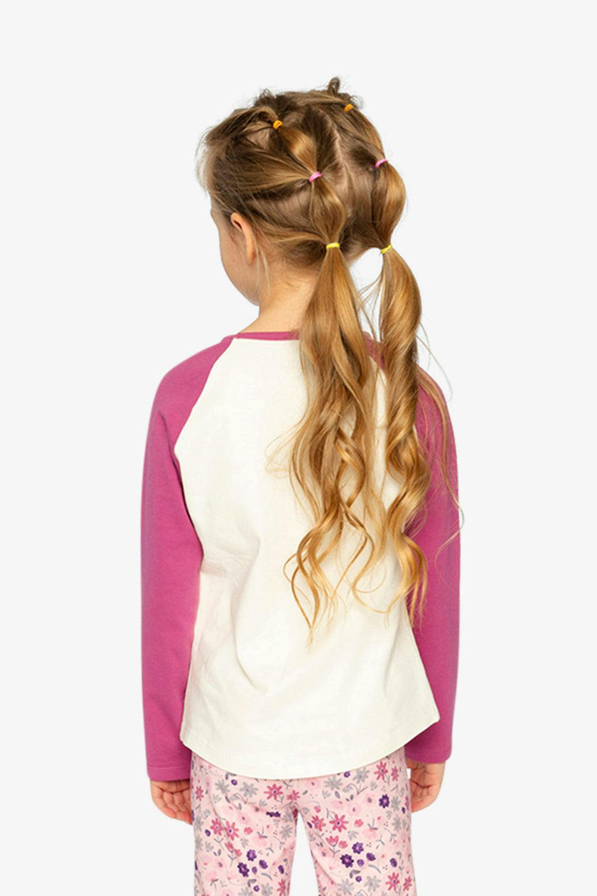 Raglan Organic Cotton T-Shirt Pinkish Violet And White