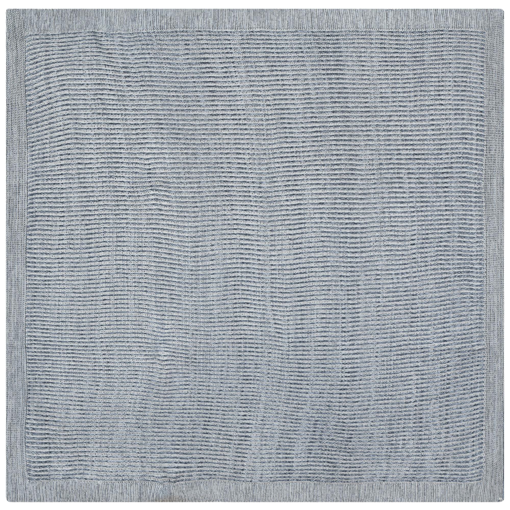 Knit Stitch Garter-Edge Cotton-Blend Blanket