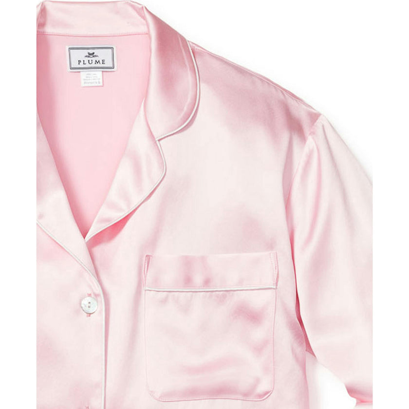 Women's Silk Pajama Set in Pink
