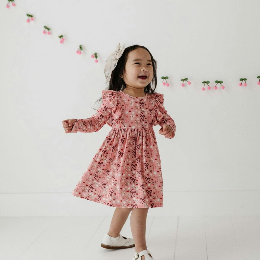 Girl's Long Sleeve Ruffle Dress