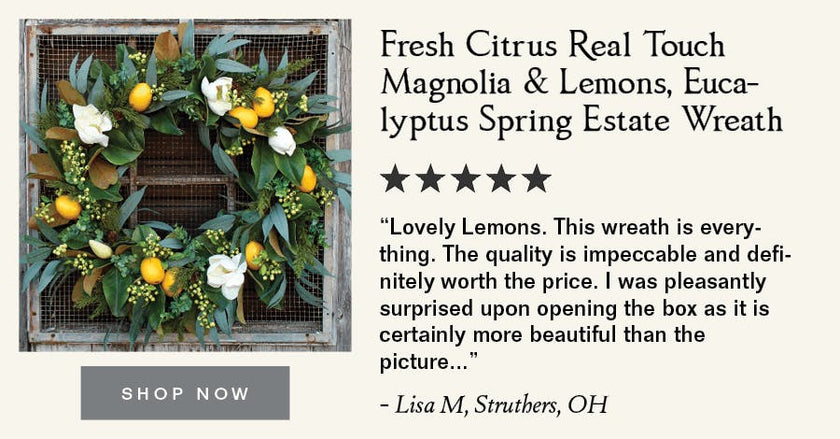 Fresh Citrus Real Touch Magnolia & Lemons, Eucalyptus Spring Estate Wreath