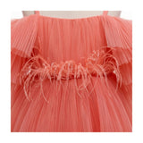 Blush Feather Fairy Tulle Flower Girl Dress