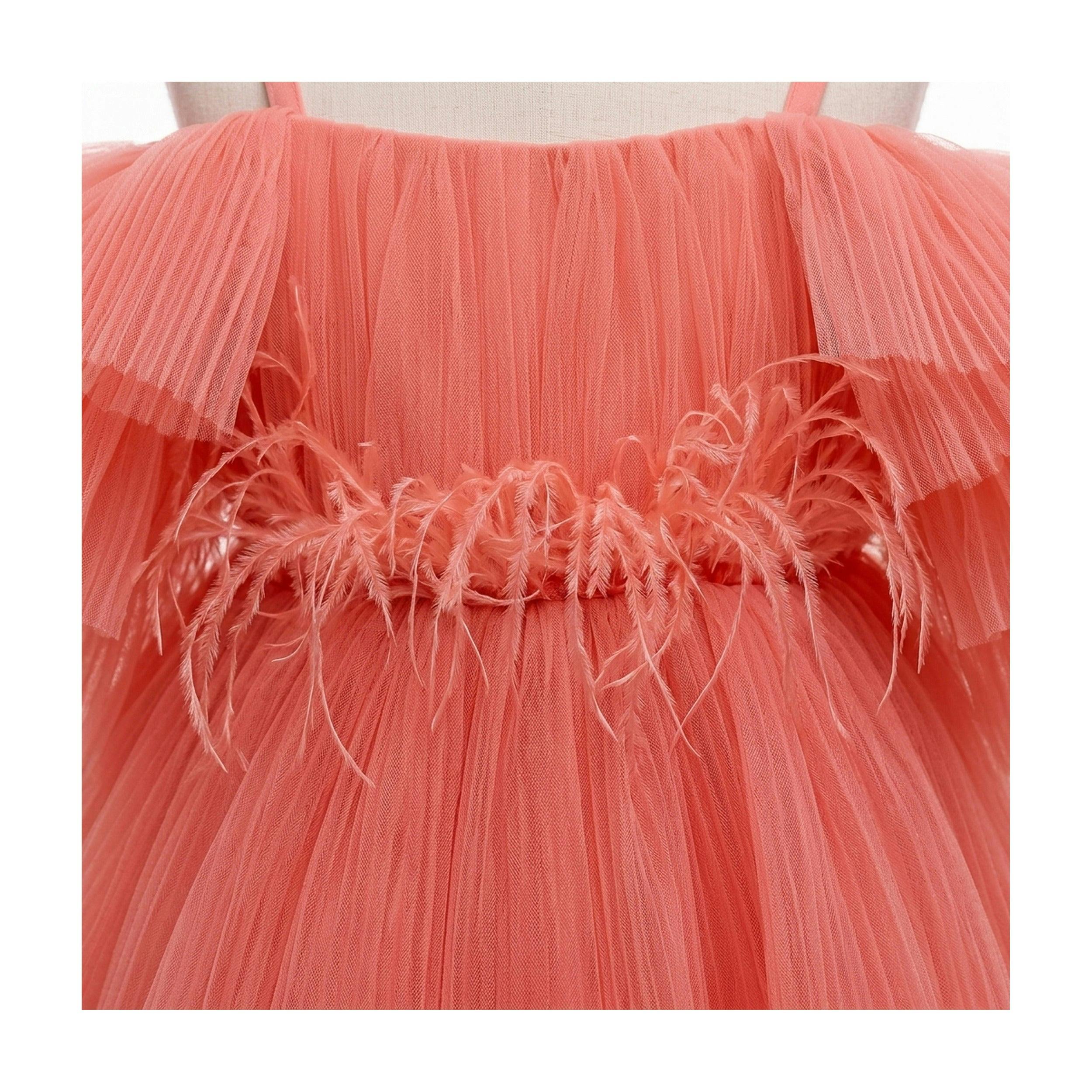 Blush Feather Fairy Tulle Flower Girl Dress