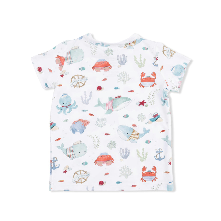 Sailor Sea Creatures - Crew Neck Tee with Casual Short