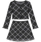 Girls Lauren Mesh Diamond Cardigan And Skirt Set