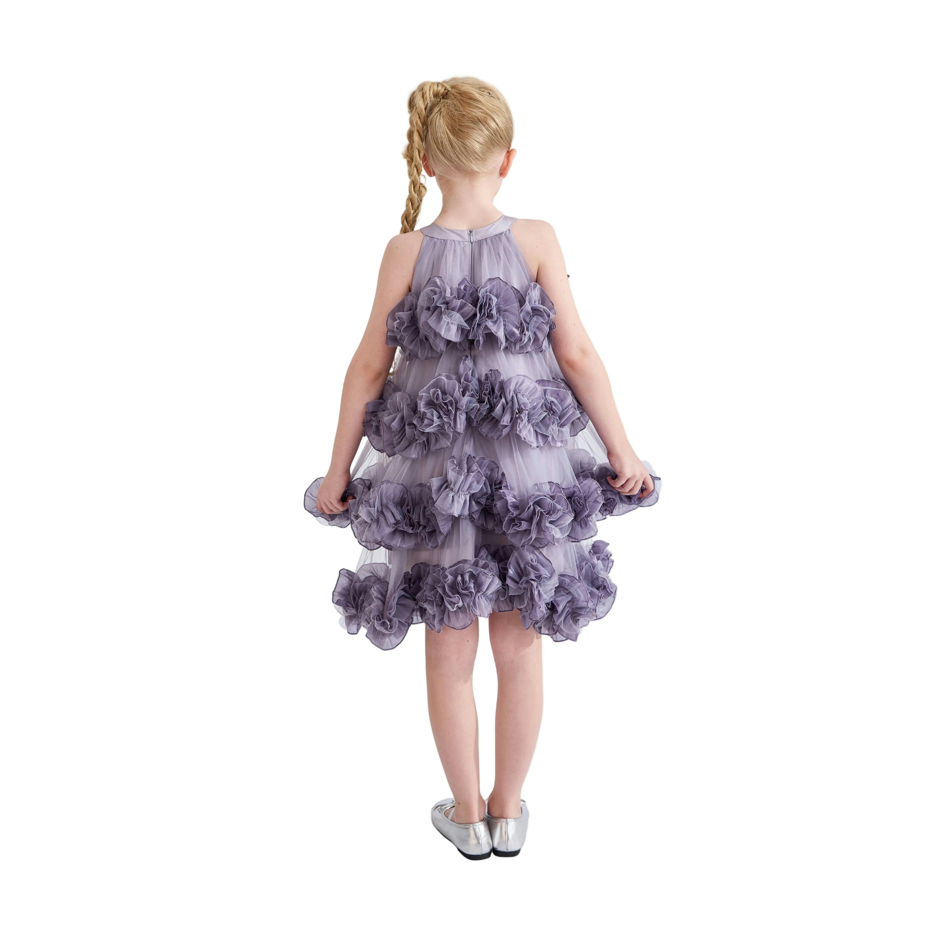 Purple Elysia Tiered Ruffle Dress