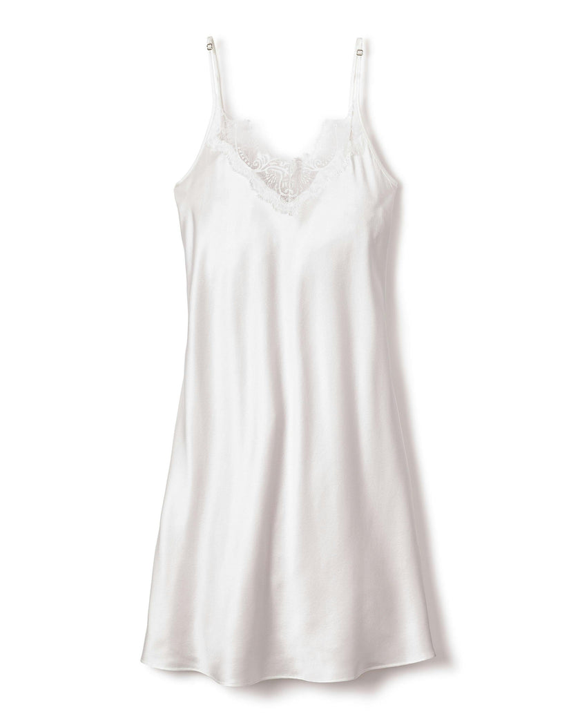Women's Silk Lace Slip Dress in White