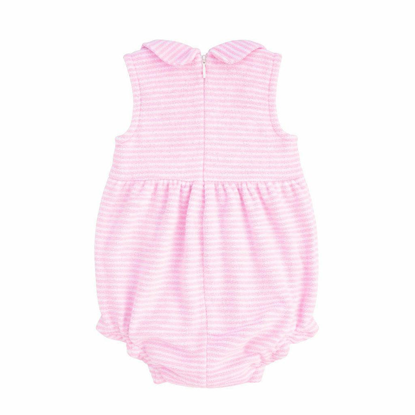 Stripe Terry Romper W/Flowers
