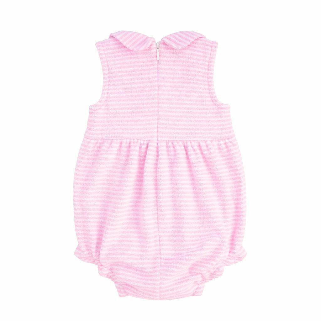 Stripe Terry Romper W/Flowers