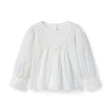 Lace Trim Pintuck Top, white