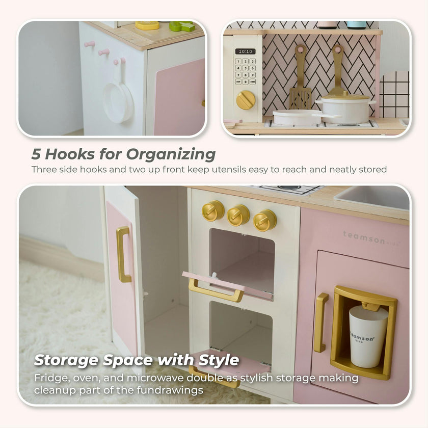 Teamson Kids Little Chef Hampton Wooden Play Kitchen With 17 Accessories