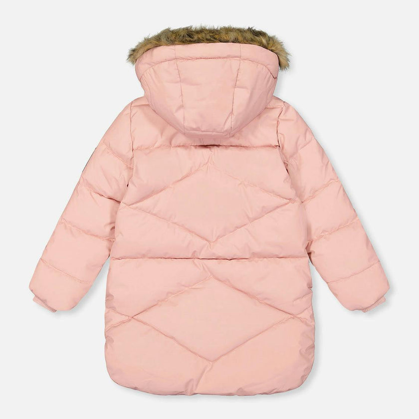 Long Winter Puffer Coat Pale Dusty Pink