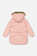 Long Winter Puffer Coat Pale Dusty Pink