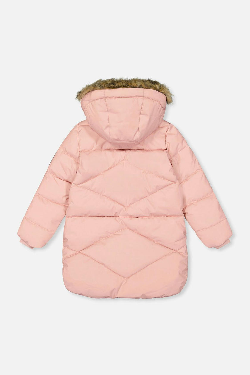 Long Winter Puffer Coat Pale Dusty Pink